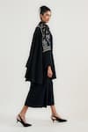 Buy_Ott_Black Silk, Crepe Embroidery Open Neck Pichwai Cardigan _Online_at_Aza_Fashions