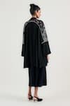 Shop_Ott_Black Silk, Crepe Embroidery Open Neck Pichwai Cardigan _at_Aza_Fashions