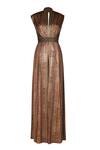 OTT_Multi Color Jersey Metallic Thread V-neck Jewel Print Jumpsuit _Online_at_Aza_Fashions