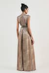 Shop_OTT_Multi Color Jersey Metallic Thread V-neck Jewel Print Jumpsuit _at_Aza_Fashions