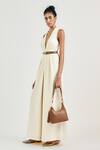 Shop_Ott_Ivory Crepe V-neck Full Length Jumpsuit _Online_at_Aza_Fashions