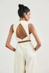 Shop_Ott_Ivory Crepe V-neck Full Length Jumpsuit _at_Aza_Fashions