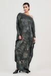 Buy_Ott_Black Jersey Embroidery Off-shoulder Midnight Garden Resort Kaftan _at_Aza_Fashions