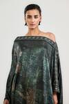 Ott_Black Jersey Embroidery Off-shoulder Midnight Garden Resort Kaftan _Online_at_Aza_Fashions