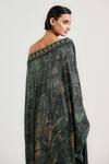 Shop_Ott_Black Jersey Embroidery Off-shoulder Midnight Garden Resort Kaftan _at_Aza_Fashions