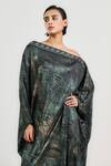Shop_Ott_Black Jersey Embroidery Off-shoulder Midnight Garden Resort Kaftan _Online_at_Aza_Fashions