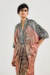 Shop_Tarun Tahiliani_Multi Color Tulle Embroidery V-neck Oriental Print Kaftan _Online_at_Aza_Fashions