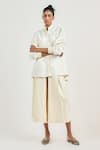 Buy_Tarun Tahiliani_Ivory Cotton Mandarin Collar Kantha Everyday Shirt _at_Aza_Fashions