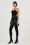 OTT_Black Crepe Embroidery Mature Mini Skirt _Online_at_Aza_Fashions