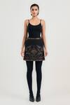 Buy_OTT_Black Crepe Embroidery Mature Mini Skirt _Online_at_Aza_Fashions