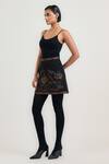 Buy_OTT_Black Crepe Embroidery Mature Mini Skirt _at_Aza_Fashions