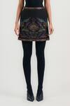 Shop_OTT_Black Crepe Embroidery Mature Mini Skirt _Online_at_Aza_Fashions