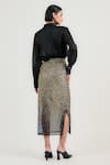 Shop_OTT_Black Tulle Sequins Midi Skirt _at_Aza_Fashions