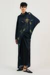 Shop_Ott_Black Satin Draped Skirt _at_Aza_Fashions