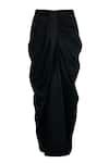 Shop_Ott_Black Satin Draped Skirt _Online_at_Aza_Fashions