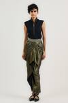 Buy_OTT_Black Jersey Asymmetric Draped Skirt _at_Aza_Fashions