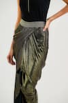 Shop_OTT_Black Jersey Asymmetric Draped Skirt _Online_at_Aza_Fashions