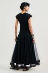 Shop_OTT_Black Muslin Sequins Mukaish Tulle Midi Skirt _at_Aza_Fashions