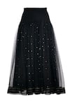 Buy_OTT_Black Muslin Sequins Mukaish Tulle Midi Skirt _Online_at_Aza_Fashions