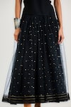 Shop_OTT_Black Muslin Sequins Mukaish Tulle Midi Skirt _Online_at_Aza_Fashions