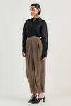 Buy_OTT_Gold Tulle Crinkle Long Skirt _Online_at_Aza_Fashions