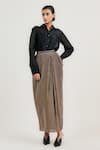 Buy_OTT_Gold Tulle Crinkle Long Skirt _at_Aza_Fashions