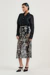 Buy_Ott_Black Nylon Embroidery Pichwai Midi Skirt _Online_at_Aza_Fashions