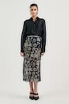 Shop_Ott_Black Nylon Embroidery Pichwai Midi Skirt _Online_at_Aza_Fashions