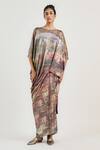 Buy_Ott_Multi Color Jersey Metallic Ram Kumar Long Skirt _at_Aza_Fashions