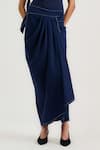 Buy_Ott_Navy Cotton Tailored Wrap Skirt _Online_at_Aza_Fashions