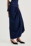 Shop_Ott_Navy Cotton Tailored Wrap Skirt _Online_at_Aza_Fashions