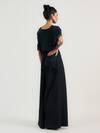 Shop_Ott_Black Silk, Crepe Beads V-neck Multi-way Fringed Top _at_Aza_Fashions