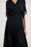 Shop_Ott_Black Silk, Crepe Beads V-neck Multi-way Fringed Top _Online_at_Aza_Fashions