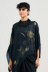 Buy Ott Black Chiffon Beads, Embroidery Round Neck Designer Midnight Garden Top at Aza Fashions Buy_Ott_Black Chiffon Beads, Embroidery Round Neck Designer Midnight Garden Top _at_Aza_Fashions