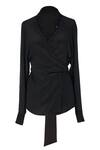 Shop_OTT_Black Silk, Crepe Beads Shawl Neck Cocktail Wrap Top _Online_at_Aza_Fashions
