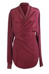 Shop_OTT_Burgundy Silk, Crepe Embroidery V-neck Cocktail Wrap Top _Online_at_Aza_Fashions