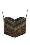 Shop_Ott_Black Viscose Embroidery Jamawar Print Corset _Online_at_Aza_Fashions
