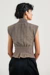 Shop_OTT_Gold Open Neck Metallic Crinkle Crop Top _at_Aza_Fashions
