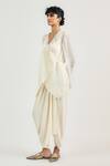 OTT_Ivory Viscose, Georgette Tailored Dhoti Pant _Online_at_Aza_Fashions