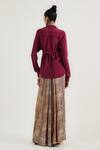 Shop_OTT_Multi Color Jersey Jewel Pleated Pant _at_Aza_Fashions