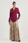 Buy_OTT_Multi Color Jersey Jewel Pleated Pant _at_Aza_Fashions