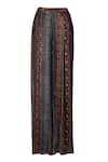OTT_Burgundy Embroidery Jamawar Pleated Pants _Online_at_Aza_Fashions