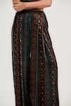 Shop_OTT_Burgundy Embroidery Jamawar Pleated Pants _Online_at_Aza_Fashions