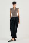 Buy_OTT_Black Satin Draped Pant _at_Aza_Fashions