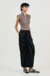 OTT_Black Satin Draped Pant _Online_at_Aza_Fashions