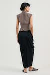 Shop_OTT_Black Satin Draped Pant _at_Aza_Fashions