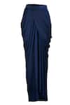 OTT_Navy Satin Draped Pant _Online_at_Aza_Fashions