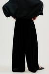 Buy_Ott_Black Silk, Velvet Pleated Palazzo _Online_at_Aza_Fashions
