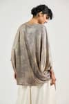 Shop_OTT_Gold Jersey Boat Neck Laidback Metallic Top _at_Aza_Fashions
