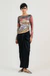 OTT_Multi Color Jersey Round Neck Ram Kumar Top _Online_at_Aza_Fashions